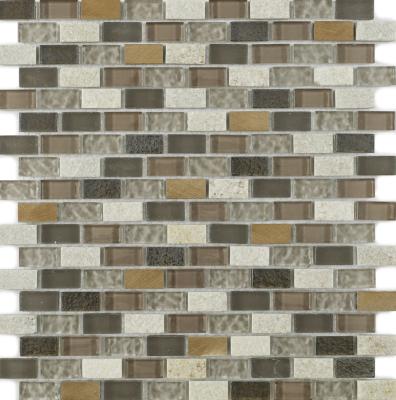 Verona New York Beige Glass/Stone/ Metal Mix Mini Brick Mosaic Tile 30.5x28.5cm