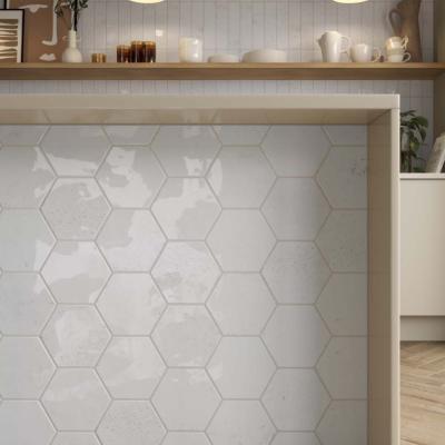 Hope White Hexagon Gloss Ceramic Wall Tiles 15x17.3cm