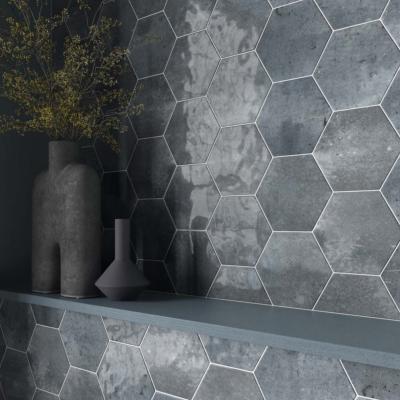 Hope Blue Hexagon Gloss Ceramic Wall Tiles 15x17.3cm