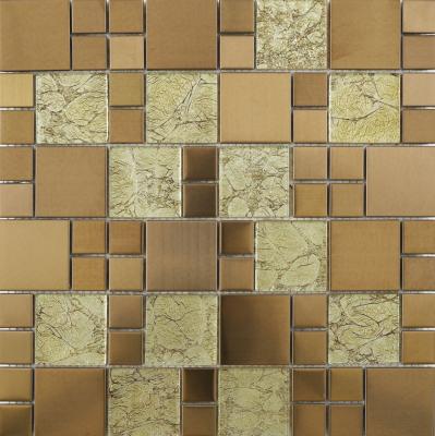 Verona Copper Glass/Metal Mix Modular Mosaic Tile 29.5x29.5cm