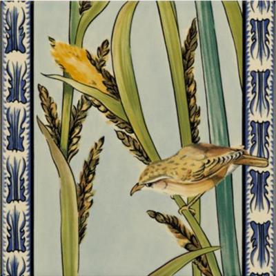 Original Style Artworks Birds & Rushes 5 Tile Set 15.2x15.2cm
