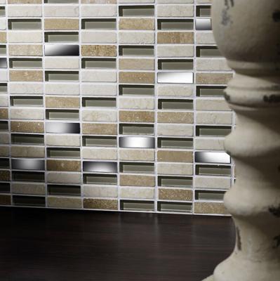 Verona Delaware Cream Glass/Stone/Metal Mix Linear Mosaic Tile 30x30cm
