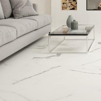 Carrara White Marble Effect Polished Porcelain Tile 60x60cm