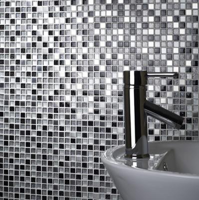 Sparkle Chrome/Black/White Glass/Metal Mix Mosaic Tile 30x30cm