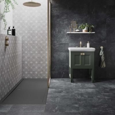 Vincent Grey Patterned Vitrified Ceramic Wall and Floor Tile 33.5x33.5cm