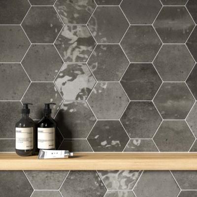 Hope Ash Hexagon Gloss Ceramic Wall Tiles 15x17.3cm