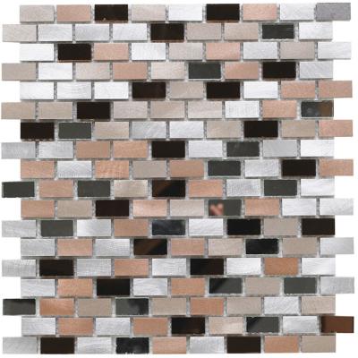 Verona Platinum 140 Glass/Metal Mix Mini Brick Mosaic Tile 30x30cm